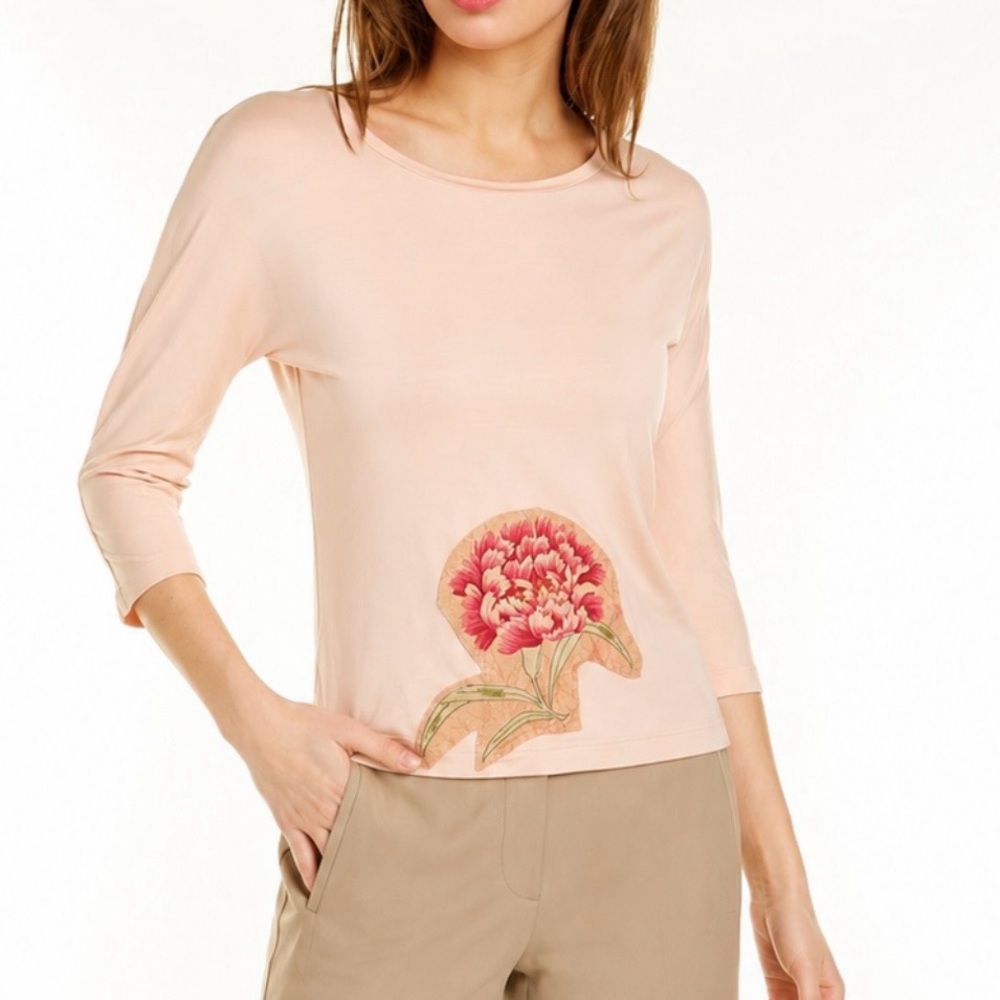 Max Mara Circe Rosa Pallido viscose Top XL Appliqué NWT $315 Sold Out Limited Ed
